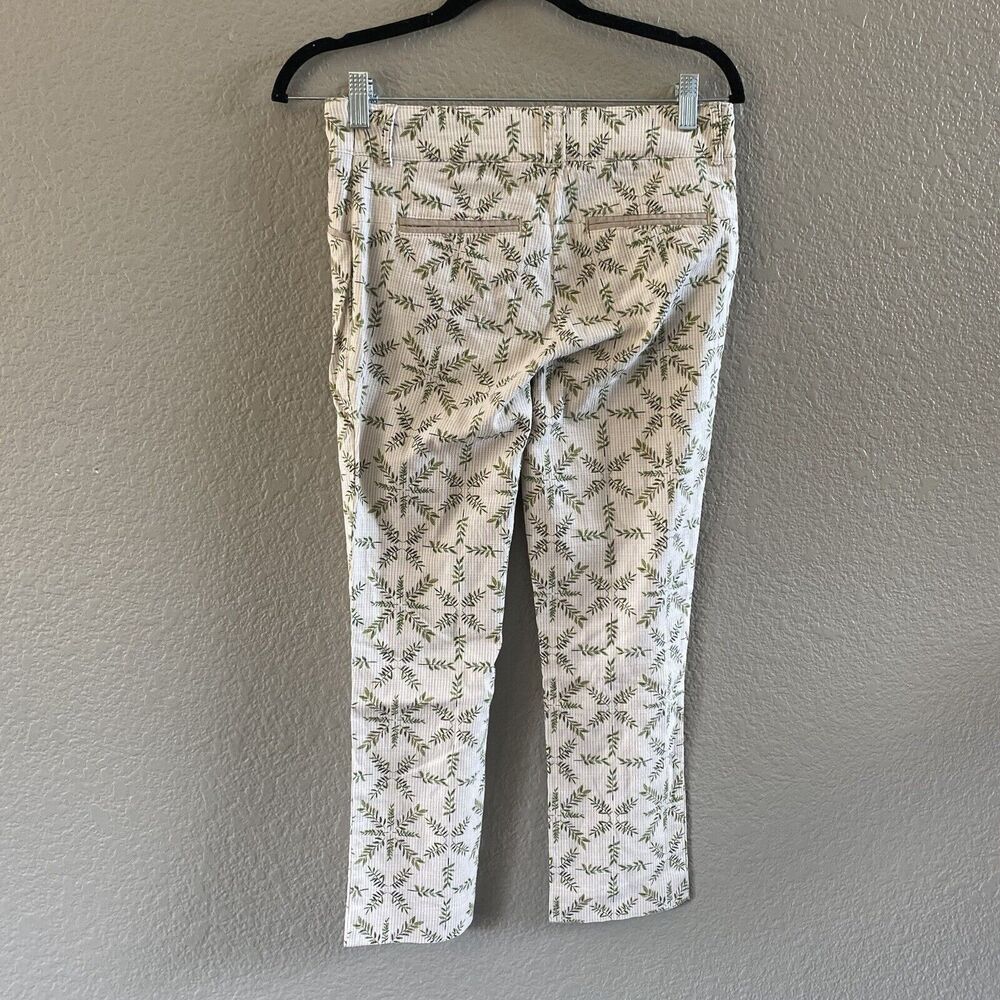 Cartonnier Anthropologie Womens 4 Beige Green Leaf Charlie Trouser Medallion - Picture 4 of 13